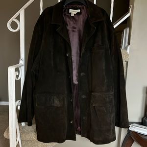 Colebrook & Co Mens brown suede long jacket Size XL